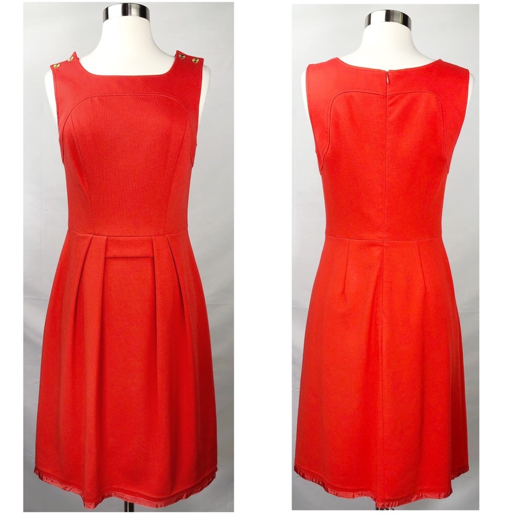 Trina Turk Women's Size 4 Red / Orange Dress with gold button details